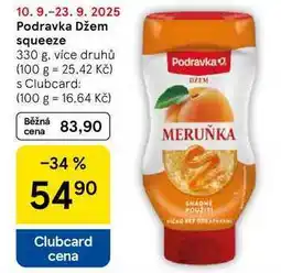 Tesco Podravka Džem squeeze, 330 g, více druhů nabídka