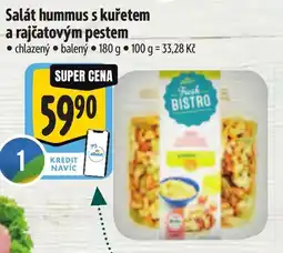Albert Salát hummus s kuřetem a rajčatovým pestem nabídka