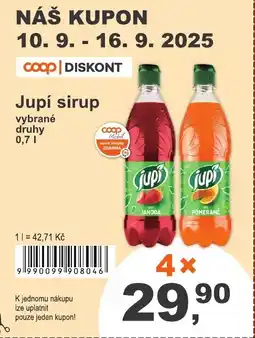 COOP DISKONT Jupí sirup nabídka