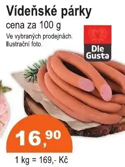 COOP DISKONT Vídeňské párky nabídka