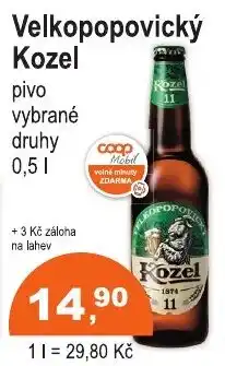 COOP DISKONT Velkopopovický Kozel pivo nabídka