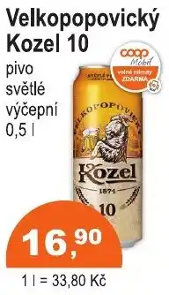 COOP DISKONT Velkopopovický Kozel 10 pivo světlé výčepní nabídka