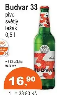 COOP DISKONT Budvar 33 pivo světlý ležák nabídka