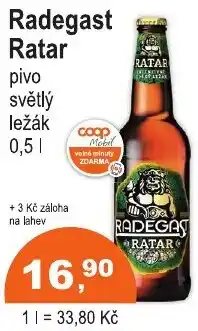 COOP DISKONT Radegast Ratar pivo světlý ležák nabídka