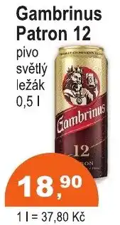 COOP DISKONT Gambrinus Patron 12 pivo světlý ležák nabídka