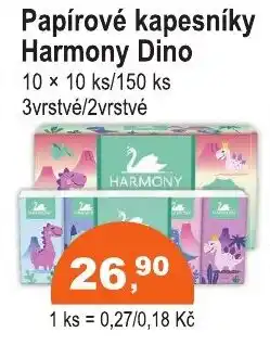 COOP DISKONT Papírové kapesníky Harmony Dino nabídka