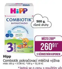 Teta Hipp Combiotik pokračovací mléčná výživa místo 500 g nabídka