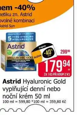 Teta Astrid Hyaluronic Gold vyplňující denní nebo noční krém 50 ml nabídka