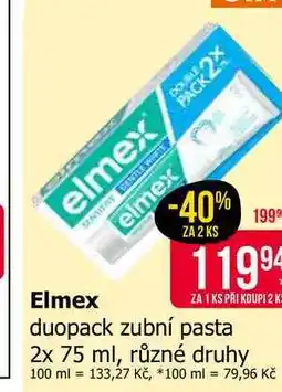 Teta Elmex duopack zubní pasta 2x 75 ml, různé druhy nabídka