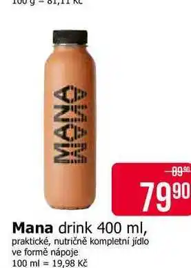 Teta Mana drink 400 ml, praktické, nutričně kompletní jídlo ve formě nápoje nabídka