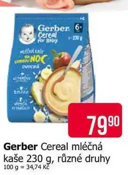 Teta Gerber Cereal mléčná kaše 230 g, různé druhy nabídka