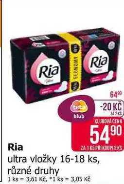 Teta Ria 5490 ultra vložky 16-18 ks, různé druhy nabídka