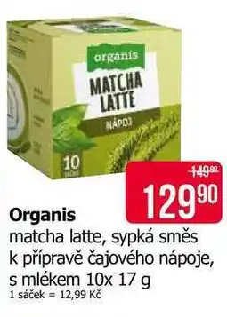 Teta Organis matcha latte, sypká směs k přípravě čajového nápoje, s mlékem 10x 17 g nabídka