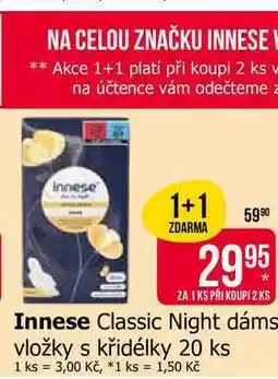 Teta Innese Classic Night dáms vložky s křidélky 20 ks nabídka