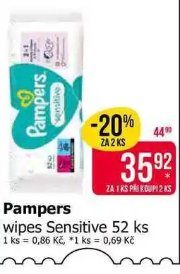 Teta Pampers wipes Sensitive 52 ks nabídka