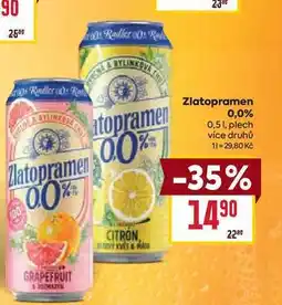 Billa Zlatopramen 0,0% 0,51, plech nabídka