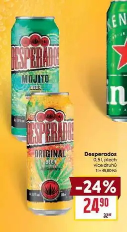 Billa Desperados 0,51, plech nabídka