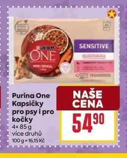 Billa Purina One Kapsičky pro psy i pro kočky 4× 85 g nabídka