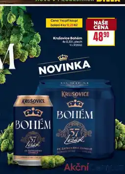 Billa Krušovice Bohém 4x 0,33l, plech nabídka