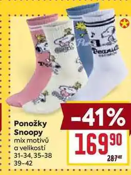 Billa Ponožky Snoopy mix motivů a velikosti 31-34,35-38 39-42 nabídka