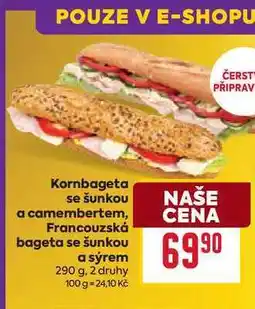 Billa Kornbageta se šunkou a camembertem, Francouzská bageta se šunkou a sýrem 290 g nabídka