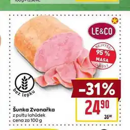 Billa Šunka Zvonařka z pultu lahůdek cena za 100 g nabídka