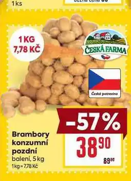 Billa Brambory konzumní pozdní balení, 5 kg nabídka