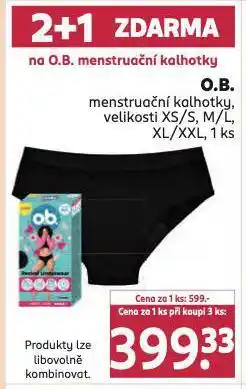 Rossmann O.b. menstruační kalhotky nabídka