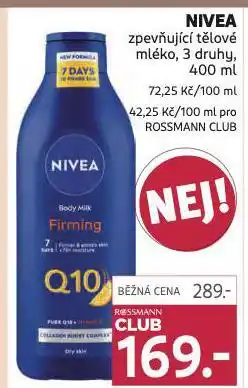 Rossmann Nivea zpevňující tělové mléko nabídka