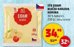 Penny Market SÝR EIDAM BLOČEK KARLOVA KORUNA 30% tuku v s., 250 g nabídka
