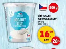 Penny Market BÍLÝ JOGURT KARLOVA KORUNA, 500 g nabídka