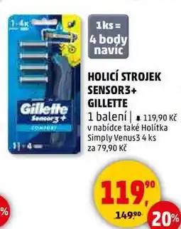 Penny Market HOLICÍ STROJEK SENSOR3+ GILLETTE, 1 balení nabídka