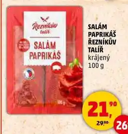 Penny Market SALÁM PAPRIKÁŠ ŘEZNÍKŮV TALÍŘ krájený, 100 g nabídka