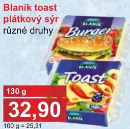 PLUS JIP Blaník toast plátkový sýr nabídka