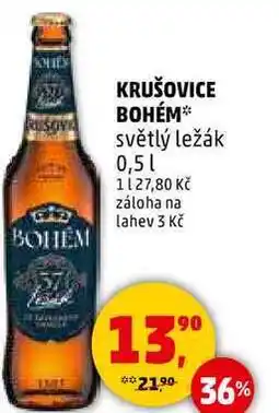 Penny Market KRUŠOVICE BOHÉM světlý ležák, 0,5 l nabídka
