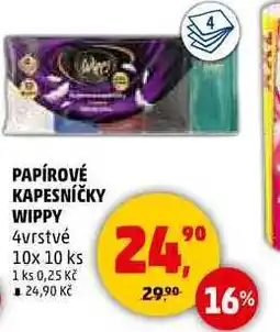 Penny Market PAPÍROVÉ KAPESNÍČKY WIPPY 4vrstvé, 10x 10 ks nabídka