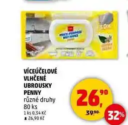 Penny Market VÍCEÚČELOVÉ VLHČENÉ UBROUSKY PENNY různé druhy, 80 ks nabídka