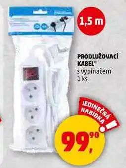 Penny Market PRODLUŽOVACÍ KABEL s vypínačem, 1 ks nabídka