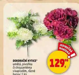 Penny Market DEKORAČNÍ KYTICE umělá, pivoňka či chryzantéma s kapradím, různé barvy, 1 ks nabídka