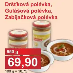 PLUS JIP Dršť❜ková polévka, Gulášová polévka, Zabíjačková polévka nabídka