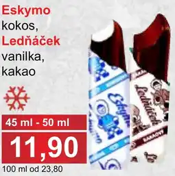 PLUS JIP Eskymo kokos, Ledňáček vanilka, kakao nabídka