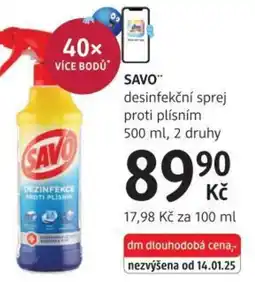 dm drogerie SAVO desinfekční sprej proti plísním nabídka