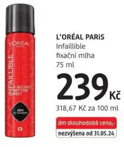 dm drogerie L'ORÉAL PARIS Infaillible fixační mlha nabídka