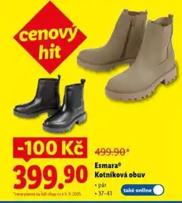 Lidl esmara KOTNÍKOVÁ OBUV nabídka