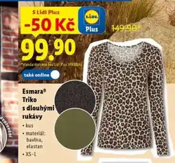 Lidl ESMARA TRIKO S DLOUHÝMI RUKÁVY nabídka