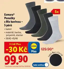 Lidl Esmara Ponožky s Bio bavlnou – 5 párů nabídka