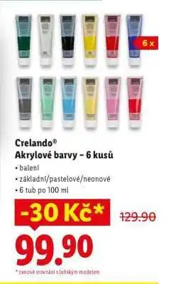 Lidl Crelando Akrylové barvy – 6 kusů nabídka