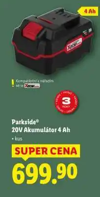 Lidl Parkside 20V Akumulátor 4 Ah nabídka