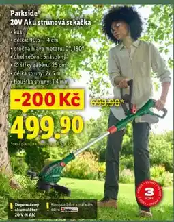 Lidl Parkside 20V Aku strunová sekačka nabídka