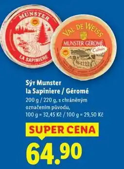 Lidl Sýr Munster la Sapiniere / Géromé nabídka